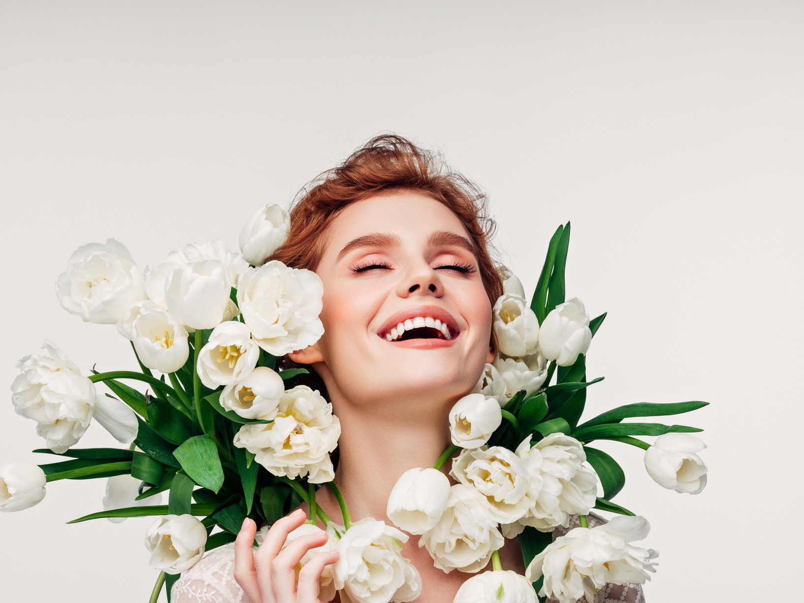 Beautiful woman with flowers